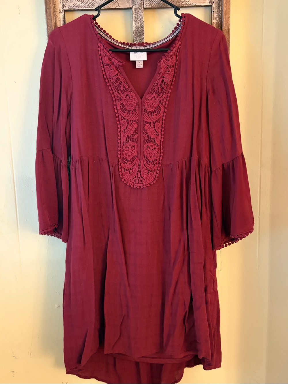 Knox Rose Crochet Bib Tunic in Wine